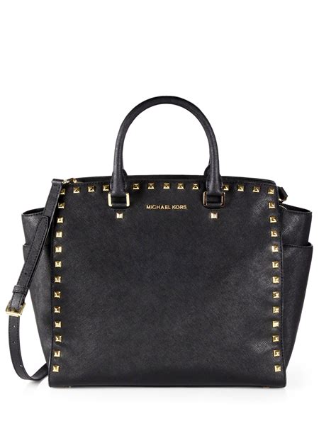 michael kors diamond bag black|michael kors black studded handbag.